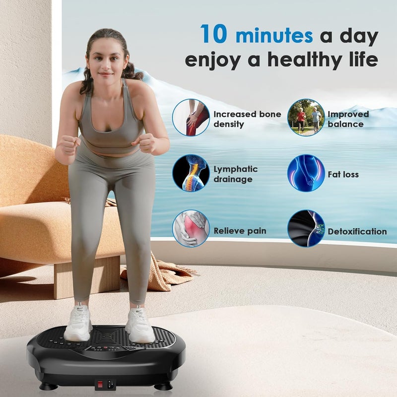 Natini Vibration Plate Exercise Machine - Whole Body Workout Vibration Platform Lymphatic Drainage Machine for Weight Loss Home Fitness with Resistance Bands Remote - Image 2